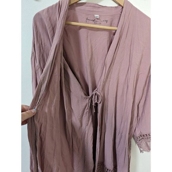 Honest in Ivory Mauve Bridal Bridesmaid Lace Hemmed Robe - Size L/XL - Picture 4 of 5